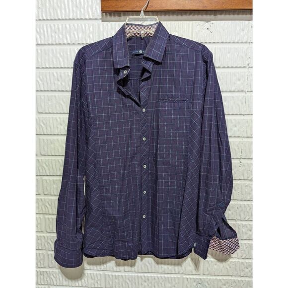 Stone Rose Men's Multi-Color Windowpane Long-Sleeve Button-Front Shirt Size M - Picture 1 of 9